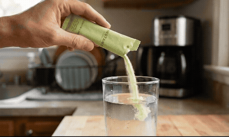 Instant Hydration packet dissolving in water